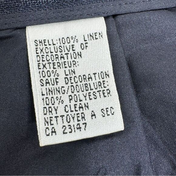 Talbots Irish Linen Paris Embroidered Trouser Pants Blue 6 Eiffel Tower - Picture 10 of 14